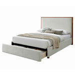 Queen Platform Bed with Drawer in Oat