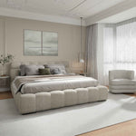 King Platform Bed in Beige Pearl