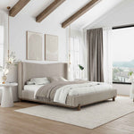 King Platform Bed in Dark Beige