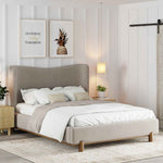 Queen Platform Bed in Dark Beige