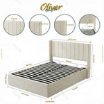 Oliver Hydraulic Lift-Up Storage Bed – Ivory
