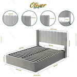 Oliver Hydraulic Lift-Up Storage Bed – Light Gray