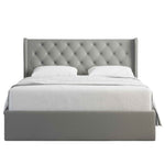Velets Diva Light Gray Tufted Upholstered Storage Bed with Hydraulic Lift