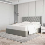 Velets Diva Light Gray Tufted Upholstered Storage Bed with Hydraulic Lift - Image 3