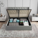 Velets Diva Light Gray Tufted Upholstered Storage Bed with Hydraulic Lift - Image 7