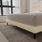 Mid-Century Tufted Upholstered Platform Bed – Beige - Image 3