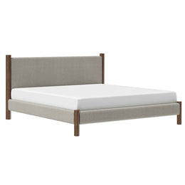 King Platform Bed in Mushroom and Walnut
