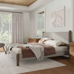 King Platform Bed in Mushroom and Walnut