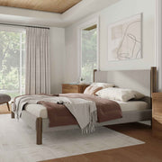 King Platform Bed in Mushroom and Walnut