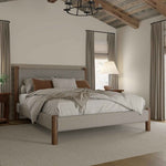 Queen Platform Bed in Mushroom and Walnut