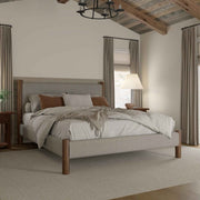 Queen Platform Bed in Mushroom and Walnut