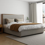 King Platform Bed with Drawer in Oat