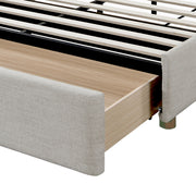 King Platform Bed with Drawer in Oat