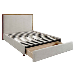 Queen Platform Bed with Drawer in Oat
