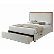 Queen Platform Bed with Drawer in Oat
