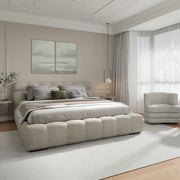King Platform Bed in Beige Pearl