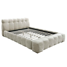 Queen Platform Bed in Beige Pearl