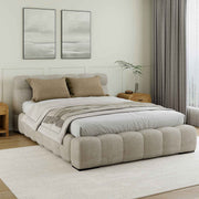Queen Platform Bed in Beige Pearl