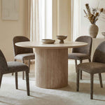 Thalia Round Dining Table - Ivory & Travertine