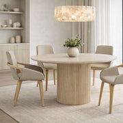 Thalia Round Dining Table - Ivory & Travertine
