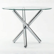 The Velets 36 Inches Luna Round Glass Top with Sturdy Chrome Legs - Image 10