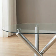 The Velets 36 Inches Luna Round Glass Top with Sturdy Chrome Legs - Image 8