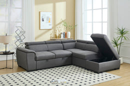 Sectional Sofa with Adjustable Headrest and Storage Ottoman - 8806 - Royal Living Furniture