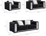 Black Velvet Tufted Sofa Set - GL 6147 - Royal Living Furniture