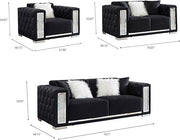 Black Velvet Tufted Sofa Set - GL 6147 - Royal Living Furniture