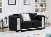 Black Velvet Tufted Sofa Set - GL 6147 - Royal Living Furniture