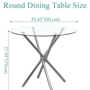 36 inches Bella Round Glass Top Dining Table with Chrome Legs - Image 9