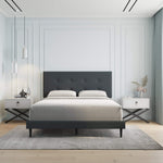 Velets Mid-Century Tufted Upholstered Platform Bed – Dark Gray - Image 3