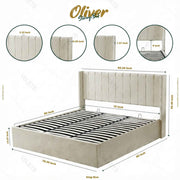 Oliver Hydraulic Lift-Up Storage Bed – Ivory