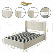 Oliver Hydraulic Lift-Up Storage Bed – Ivory