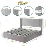 Oliver Hydraulic Lift-Up Storage Bed – Light Gray