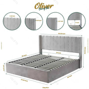 Oliver Hydraulic Lift-Up Storage Bed – Light Gray