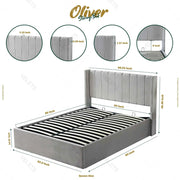 Oliver Hydraulic Lift-Up Storage Bed – Light Gray