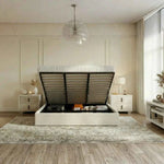 Oliver Hydraulic Lift-Up Storage Bed – Ivory