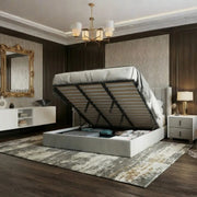 Oliver Hydraulic Lift-Up Storage Bed – Light Gray - Image 6