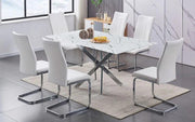 Modern 7-Piece Marble Look Dining Set - Royal Living Furniture