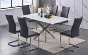 Modern 7-Piece Marble Look Dining Set - Royal Living Furniture