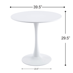 Velets 40 Inch Tulip Mid Century Modern Dining Table - White - Image 12