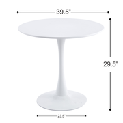Velets 40 Inch Tulip Mid Century Modern Dining Table - White - Image 12