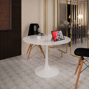 Velets 40 Inch Tulip Mid Century Modern Dining Table - White - Image 1