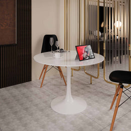 Velets 40 Inch Tulip Mid Century Modern Dining Table - White - Image 1