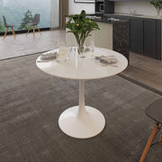 Velets 40 Inch Tulip Mid Century Modern Dining Table - White - Image 3