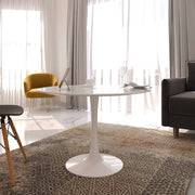 Velets 40 Inch Tulip Mid Century Modern Dining Table - White - Image 7