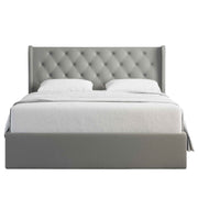 Velets Diva Light Gray Tufted Upholstered Storage Bed with Hydraulic Lift