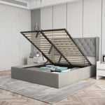 Velets Diva Light Gray Tufted Upholstered Storage Bed with Hydraulic Lift - Image 13