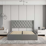 Velets Diva Light Gray Tufted Upholstered Storage Bed with Hydraulic Lift - Image 5